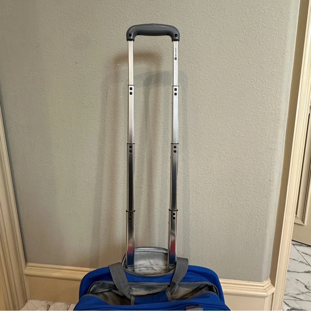 Delsey Underseat Carry On Rolling Tote Blue Softside Travel Bag